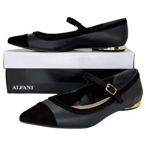 Alfani Shandee Black Faux Leather Womens Flats Size 8M